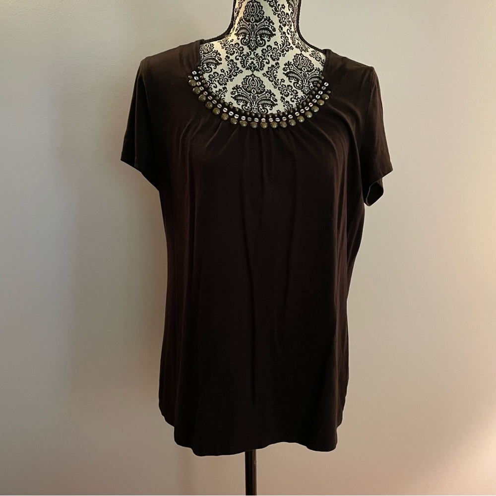 Black Charter Club shirt with detailing on neck line
